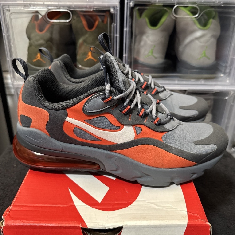 Nike Air Max 270 React GS Size 7y Gray Orange BQ0103-006 with box - Picture 3 of 10